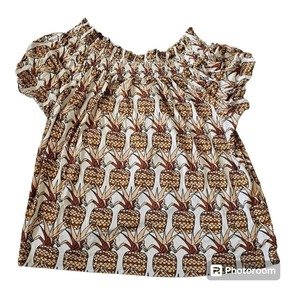 Anthropologie Porridge Printed Bow-Back Top Pineapple Multicolor Size M - Picture 3 of 9